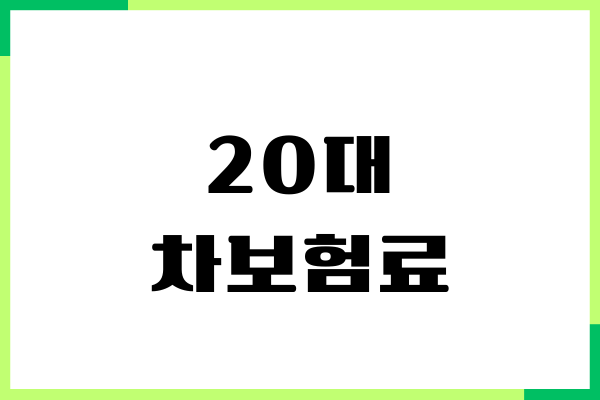 20대 차보험료 얼마일까 보장 내용, 단기보험, 유지비용