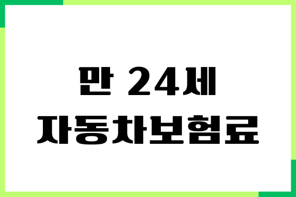 만 24세 자동차보험료, 보장내용, 절약 방법, 가입기준