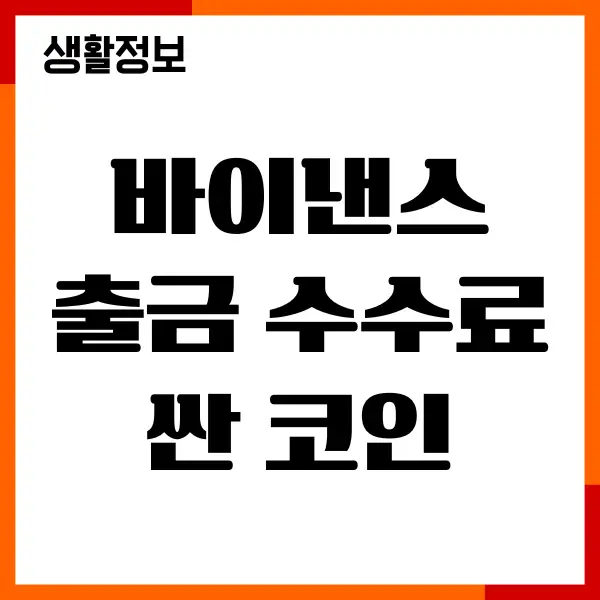 바이낸스 출금 수수료 싼 코인 종류, 수수료 절약방법