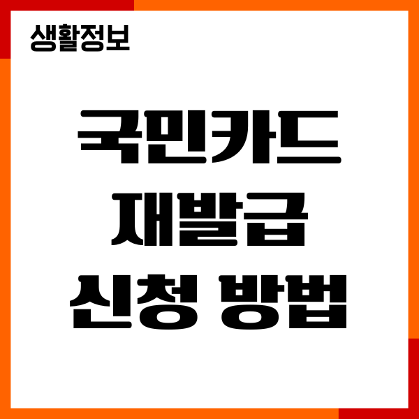 국민카드 재발급 신청 방법, 절차, 수수료, 내역확인