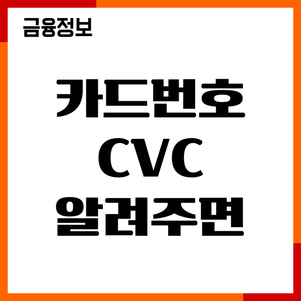 카드번호 cvc 알려주면 어떻게 될까 관리방법